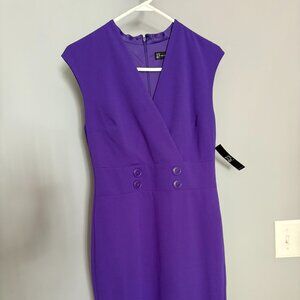 NWT, NY&C, New York & Company sleeveless V neck purple dress, size S
